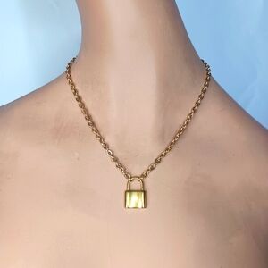 Gold Padlock Necklace.